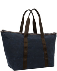 dunkelblaue bestickte Shopper Tasche aus Segeltuch von Thames MMXX