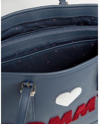 dunkelblaue bestickte Shopper Tasche von Tommy Hilfiger