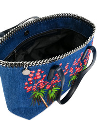 dunkelblaue bestickte Shopper Tasche von Stella McCartney