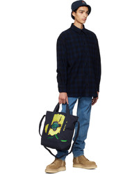 dunkelblaue bestickte Shopper Tasche von Kenzo