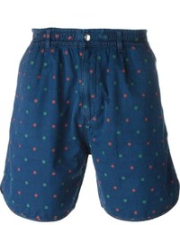 dunkelblaue bestickte Shorts
