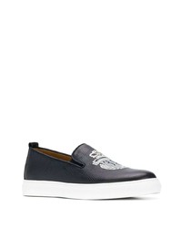 dunkelblaue bestickte Slip-On Sneakers aus Leder von Billionaire