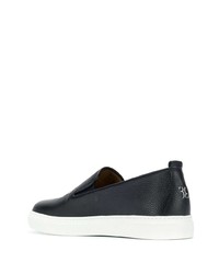 dunkelblaue bestickte Slip-On Sneakers aus Leder von Billionaire