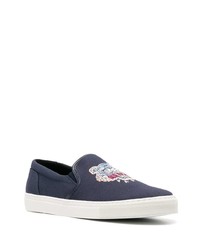 dunkelblaue bestickte Slip-On Sneakers von Kenzo