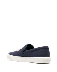 dunkelblaue bestickte Slip-On Sneakers von Kenzo