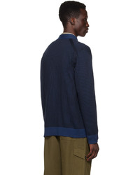 dunkelblaue bestickte Strickjacke von Ps By Paul Smith