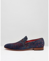 dunkelblaue bestickte Wildleder Slipper von Jeffery West