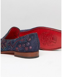 dunkelblaue bestickte Wildleder Slipper von Jeffery West