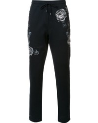 dunkelblaue bestickte Wolljogginghose von Dolce & Gabbana