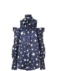 dunkelblaue Bluse mit Knöpfen mit Sternenmuster von Monse