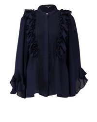 dunkelblaue Bluse mit Knöpfen von Sister Jane
