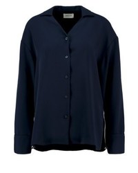 dunkelblaue Bluse mit Knöpfen von Wood Wood