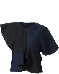 dunkelblaue Bluse mit Rüschen von Jacquemus