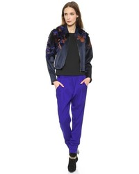 dunkelblaue Bomberjacke mit Blumenmuster von 3.1 Phillip Lim