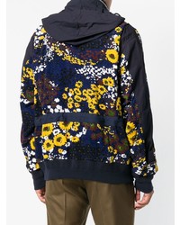 dunkelblaue Bomberjacke mit Blumenmuster von Sacai