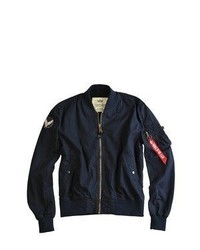 dunkelblaue Bomberjacke von Alpha Industries