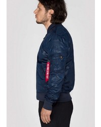 dunkelblaue Bomberjacke von Alpha Industries