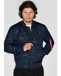 dunkelblaue Bomberjacke von Alpha Industries