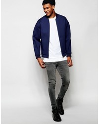 dunkelblaue Bomberjacke von Asos