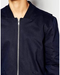 dunkelblaue Bomberjacke von Asos