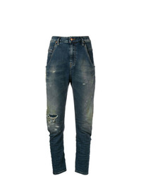 dunkelblaue Boyfriend Jeans mit Destroyed-Effekten von Diesel