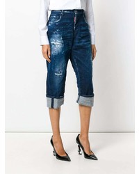 dunkelblaue Boyfriend Jeans mit Destroyed-Effekten von Dsquared2