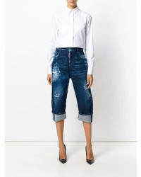 dunkelblaue Boyfriend Jeans mit Destroyed-Effekten von Dsquared2