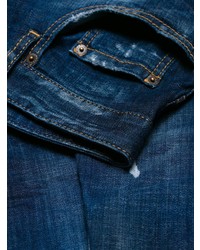 dunkelblaue Boyfriend Jeans mit Destroyed-Effekten von Dsquared2