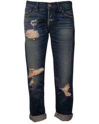 dunkelblaue Boyfriend Jeans mit Destroyed-Effekten von NSF