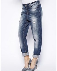 dunkelblaue Boyfriend Jeans mit Destroyed-Effekten von Vero Moda