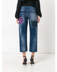 dunkelblaue Boyfriend Jeans mit Flicken von Dolce & Gabbana