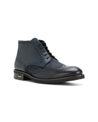 dunkelblaue Brogue Stiefel aus Leder von Baldinini