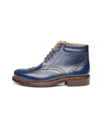 dunkelblaue Brogue Stiefel aus Leder von Heinrich Dinkelacker