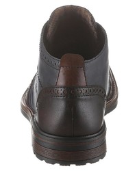 dunkelblaue Brogue Stiefel aus Leder von Rieker