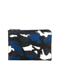 dunkelblaue Camouflage Clutch Handtasche von Valentino