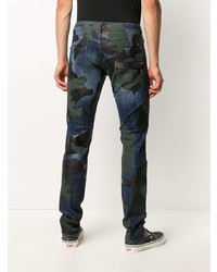dunkelblaue Camouflage enge Jeans von Philipp Plein