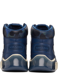 dunkelblaue Camouflage hohe Sneakers aus Leder von Coach 1941