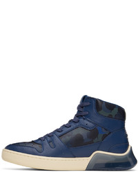 dunkelblaue Camouflage hohe Sneakers aus Leder von Coach 1941