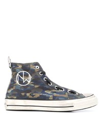 dunkelblaue Camouflage hohe Sneakers aus Segeltuch von Converse