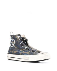 dunkelblaue Camouflage hohe Sneakers aus Segeltuch von Converse