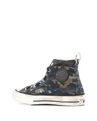 dunkelblaue Camouflage hohe Sneakers aus Segeltuch von Converse