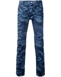 dunkelblaue Camouflage Jeans