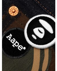 dunkelblaue Camouflage Jeans von AAPE BY A BATHING APE
