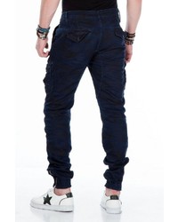 dunkelblaue Camouflage Jeans von Cipo & Baxx