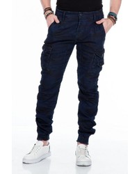 dunkelblaue Camouflage Jeans von Cipo & Baxx