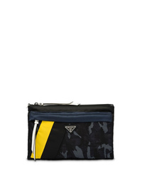dunkelblaue Camouflage Leder Clutch Handtasche