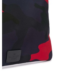 dunkelblaue Camouflage Leder Clutch Handtasche von Valentino