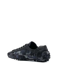 dunkelblaue Camouflage Leder niedrige Sneakers von Car Shoe