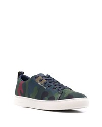 dunkelblaue Camouflage niedrige Sneakers von PS Paul Smith