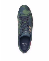 dunkelblaue Camouflage niedrige Sneakers von PS Paul Smith